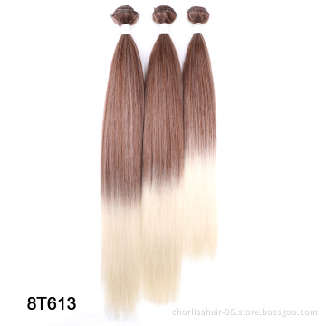 Wholesale Ombre Black Blonde Long Straight Package Hair Bundles Weft WeaveSynthetic Hair Bundles Extension Hair Weaves For Women